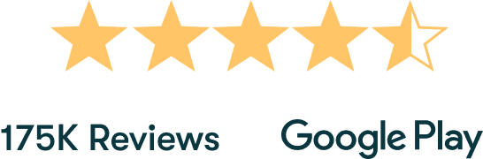 Google Play reviews with 4.5 out of 5 stars and 175k reviews
